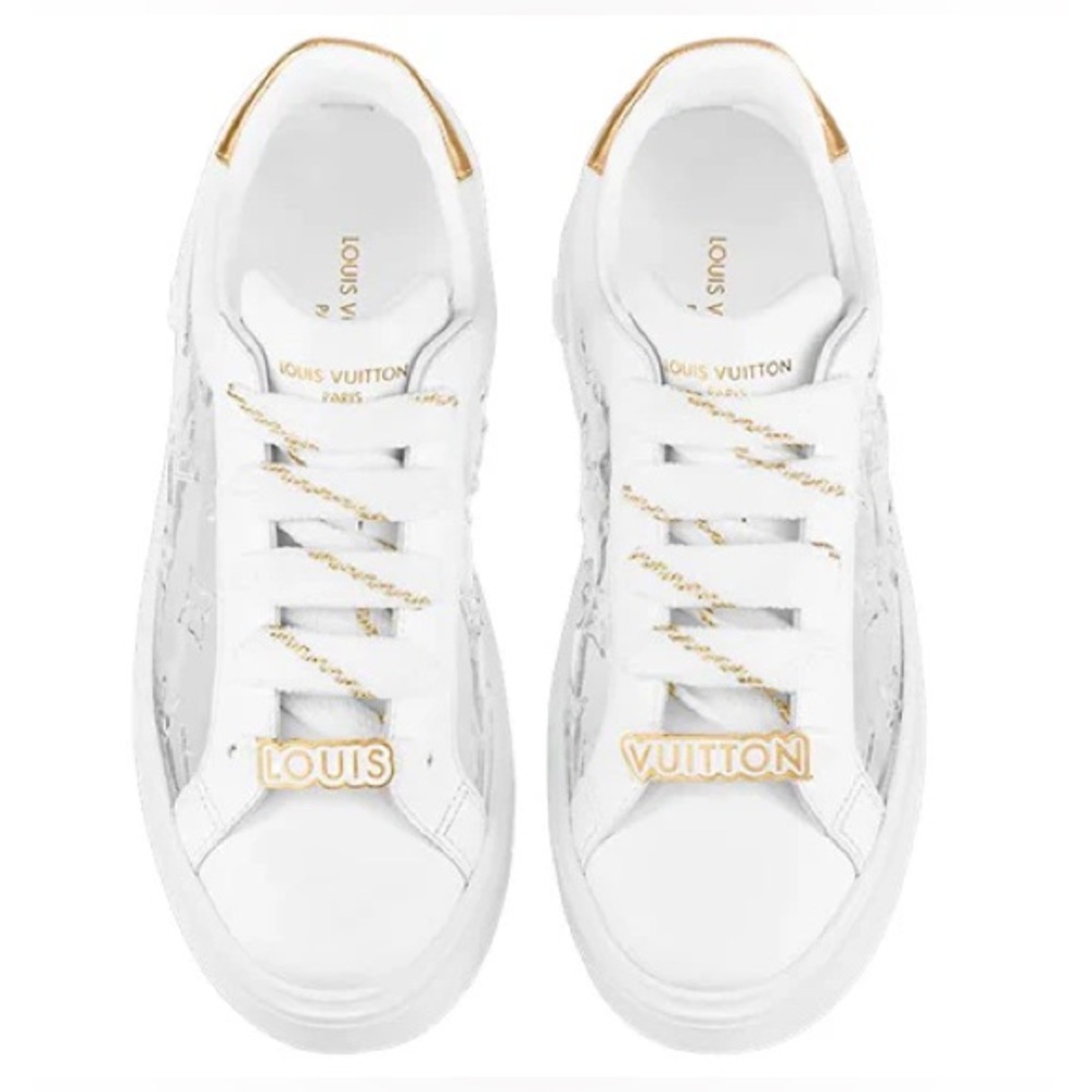Louis Vuitton Time Out Sneakers Clear PVC White Gold Platform EU 37.5 (~ US 7)